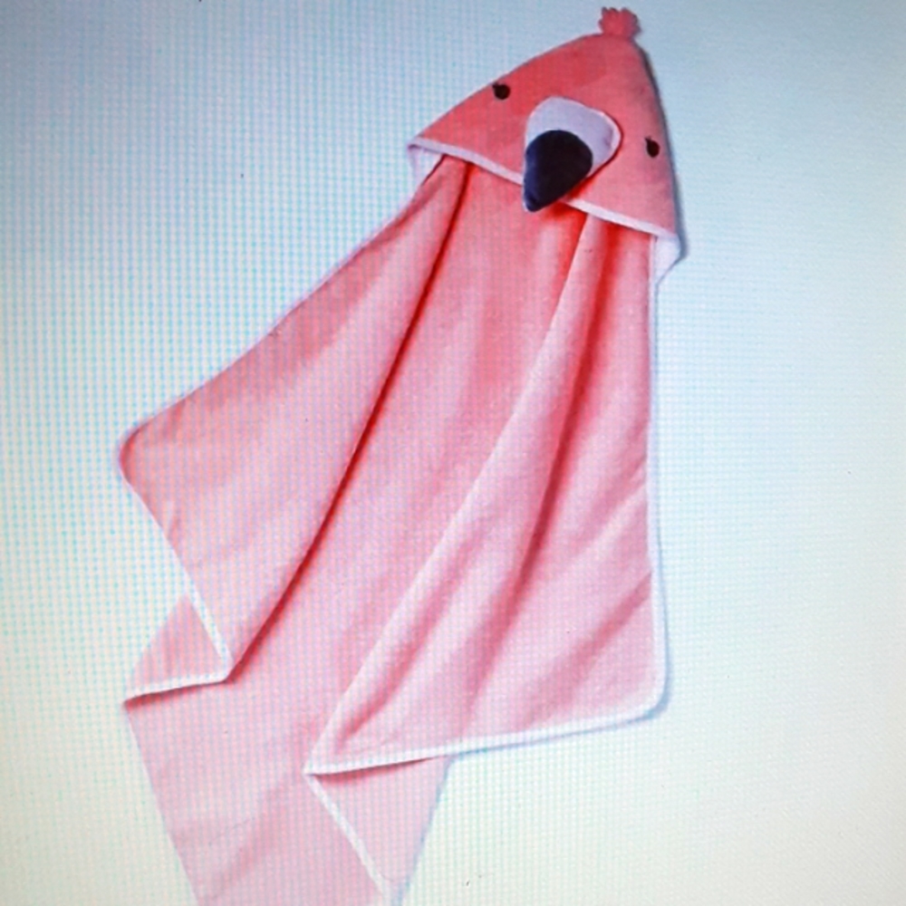 Cloud Island Flamingo Pink Infant Hooded Towel 30"x30" Cotton Embroidered NEW…